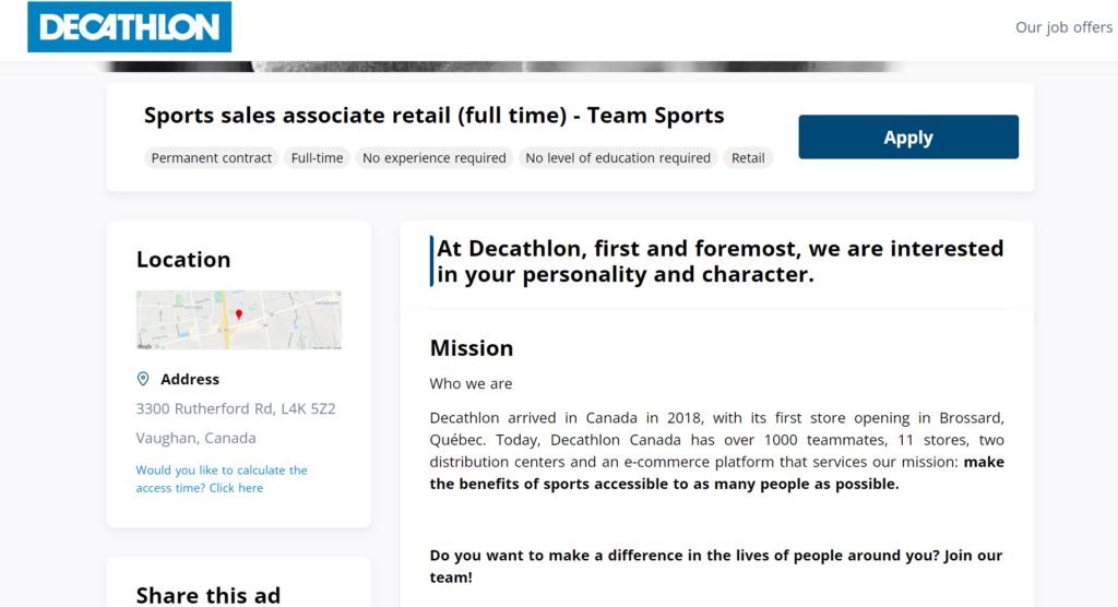 Working at Decathlon Canada 【 2024